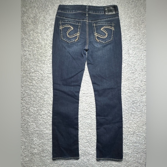 Silver Jeans Womens 27 Aiko Mid Rise Slim Boot Dark Wash Big Stitch Embroidered - Picture 5 of 5